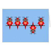 pájaros divertidos felicitación