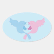 Pájaros en duelo del amor pegatinas ovaladas personalizadas