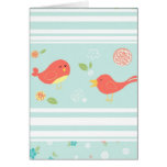 Pájaros en rayas con las flores tarjetón