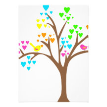 Pájaros en un árbol del corazón anuncio