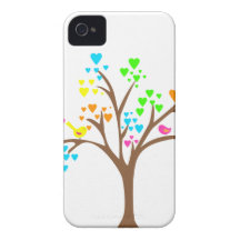 Pájaros en un árbol del corazón iPhone 4 Case-Mate protector