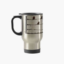Pájaros en una taza de la cerca tazas