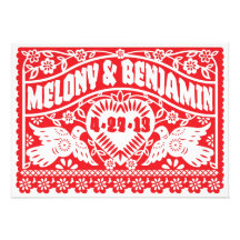 Pájaros rojos del amor que casan Papel Picado Anuncios