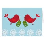 Pájaros rojos dulces - tarjeta de Navidad