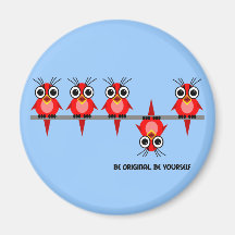 pájaros rojos lindos imán de frigorífico
