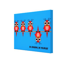 pájaros rojos lindos lona envuelta para galerias