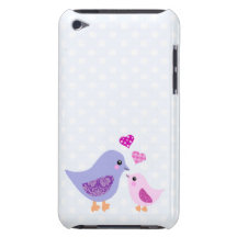Pájaros rosados y púrpuras lindos de la madre y de iPod Case-Mate carcasas