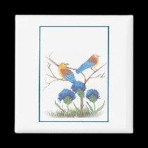 pájaros y cardo azules imanes