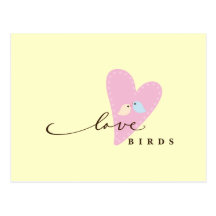Pájaros y corazón del amor tarjetas postales