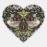 Pájaros y flores 2 de William Morris Calcomanía De Corazón