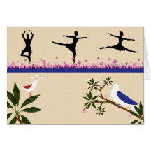 Pájaros y tarjeta de nota del ballet