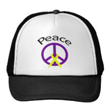 Palabra púrpura y cinta de la paz gorras