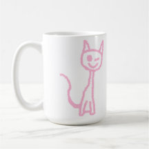 Palidezca - el gato rosado, guiñando taza de café