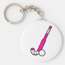 Palillo de hockey hierba rosado llavero personalizado