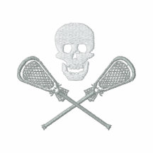 Palillos de LaCrosse y camiseta bordada cráneo