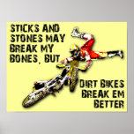 Palillos y poster divertido del motocrós de la bic