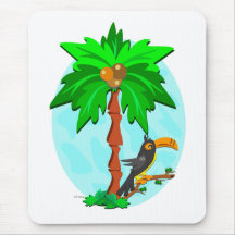 Palmera con Toucan atento Tapetes De Ratón