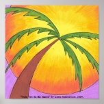 "Palmera en poster de la puesta del sol"