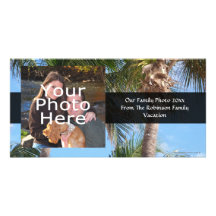 Palmeras contra el cielo azul tarjeta con foto personalizada