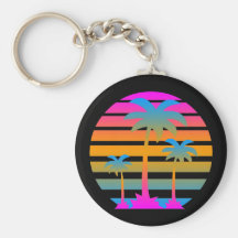 PALMERAS RETRAS DE LA PUESTA DEL SOL DEL TIGRE DE  LLAVERO PERSONALIZADO