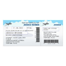 Palo Mitzvah de la barra del billete de avión Comunicado