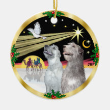 Paloma de Navidad - dos Wolfhounds irlandeses Ornamente De Reyes