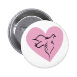 Paloma rodeada por el corazón rosado pin