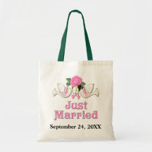 Paloma y subió - apenas camiseta casada bolsas lienzo