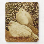 PALOMAS BLANCAS EN LA SEPIA DE BROWN ALFOMBRILLA DE RATONES