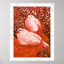 PALOMAS BLANCAS EN ROJO POSTER