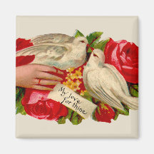 Palomas del amor del Victorian de los pájaros del  Imanes De Nevera