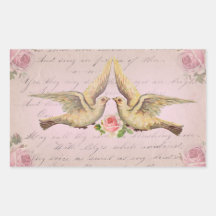 Palomas románticas en collage del vintage del amor rectangular pegatina