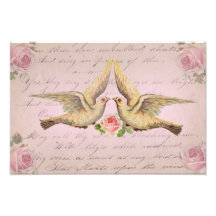 Palomas románticas en collage del vintage del amor arte fotografico