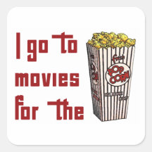 Palomitas de la película calcomania cuadradas personalizada
