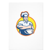Panadero del cocinero del cocinero con el bol gran comunicados