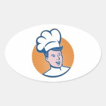 Panadero del cocinero del cocinero retro calcomania de óval personalizadas
