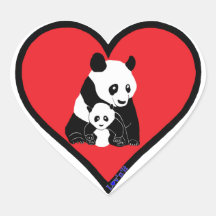 panda calcomanía corazón