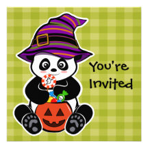 Panda de Halloween Kawaii con los caramelos Comunicado Personalizado