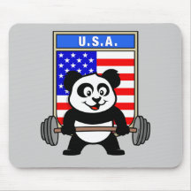 Panda del levantamiento de pesas de los E.E.U.U. Alfombrillas De Raton