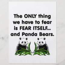 Panda del miedo sí mismo tarjetas informativas