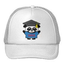 Panda del muchacho graduado azul y del rojo 2012 gorro