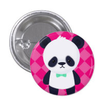 Panda en fondo rosado fresco pin