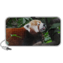 Panda roja que se pega la lengua hacia fuera altavoces de viaje
