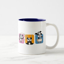 Pandas de la gimnasia taza