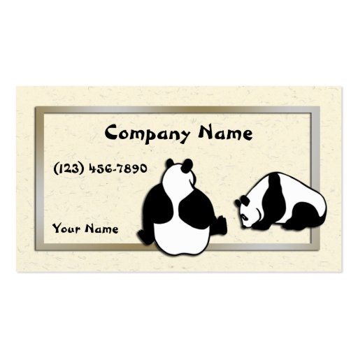 Pandas y papel de arroz plantilla de tarjeta personal