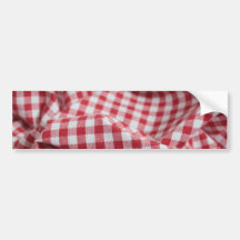 Paño a cuadros de la guinga roja y blanca pegatina de parachoque