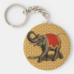 Paño del elefante indio w/Red Llavero Personalizado