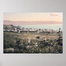 panorama 1890 de Tiberíades Israel del vintage de  Posters