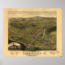 Panorama antiguo de Farmington New Hampshire 1877 Posters