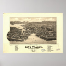 Panorama antiguo de New Hampshire 1883 del pueblo  Posters